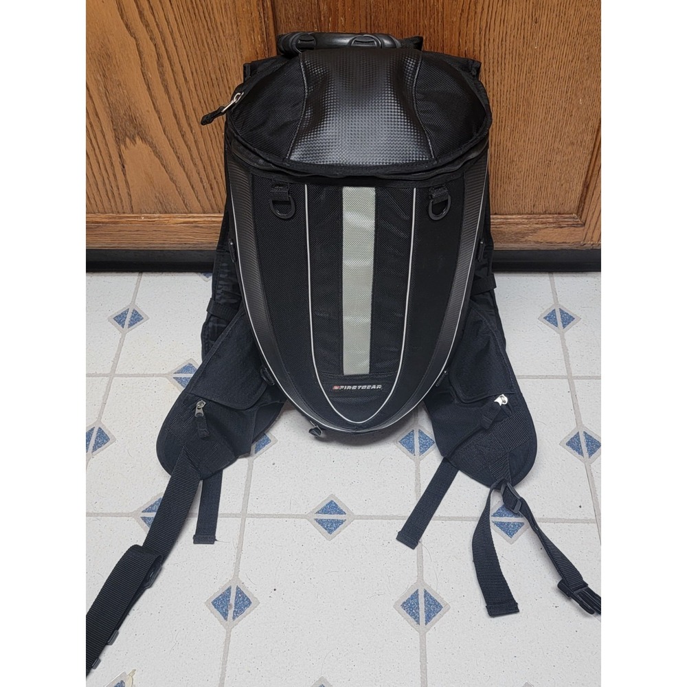 FirstGear Motorcycle Backpack Black Waterproof Adjustable Straps Cover #10-7274